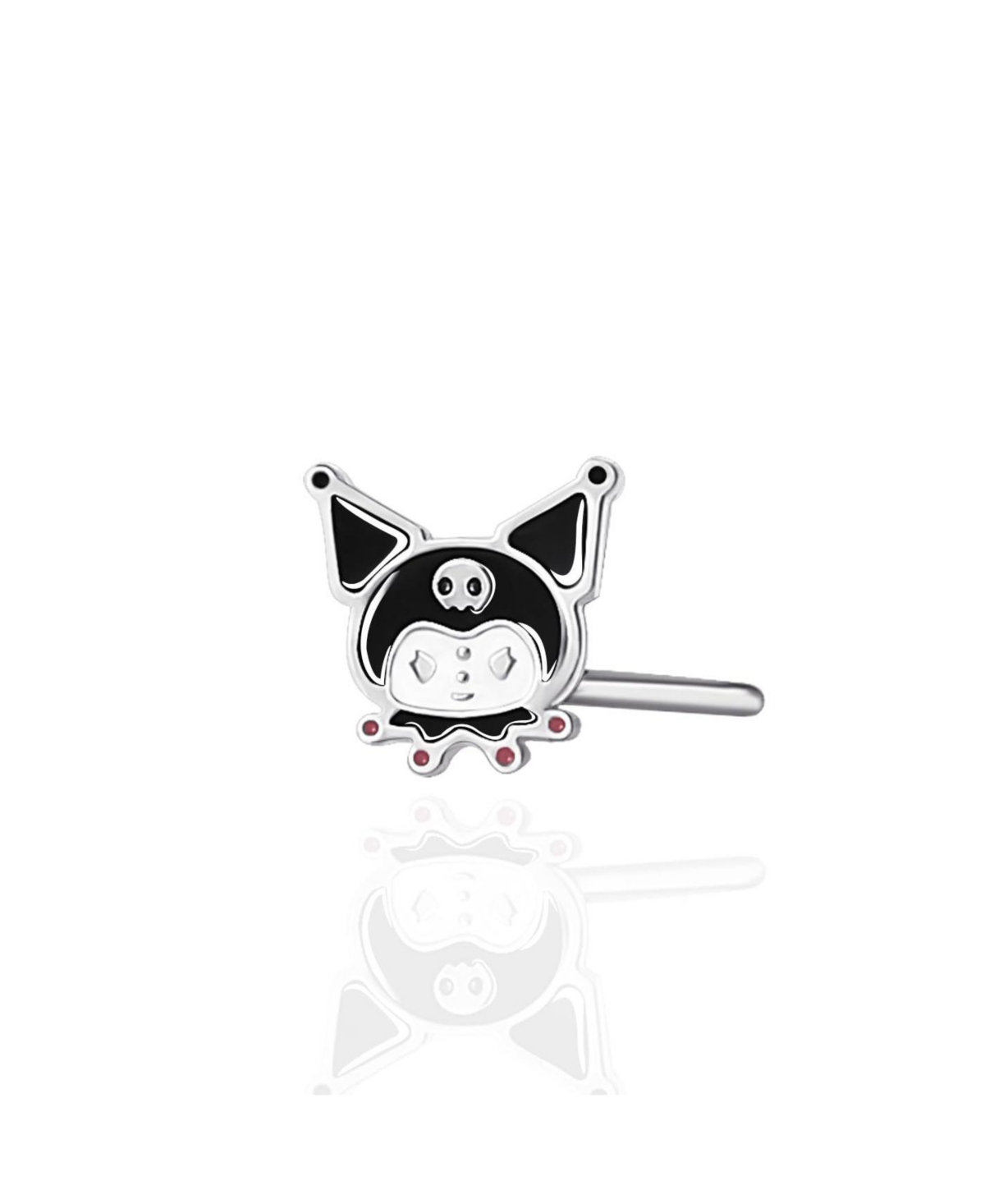 Sanrio Hello Kitty Stainless Steel (316L) Nose Stud - Kuromi, Authentic Officially Licensed - Black