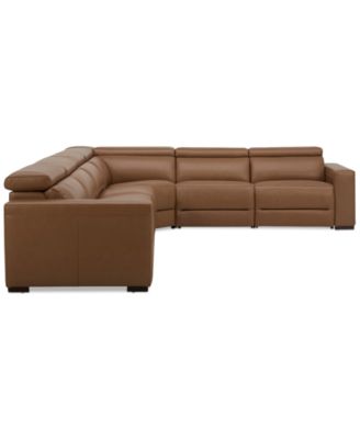Nevio 157" 6-Pc. Leather Sectional with 2 Power Recliners and Headrests, Created For Macy's