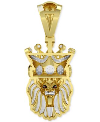 Men's Diamond (1/2 ct. t.w.) & Ruby Accent Lion King Pendant in 14k Gold-Plated Sterling Silver