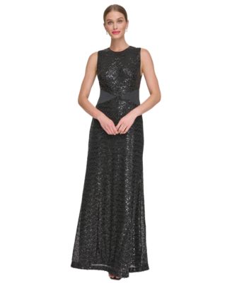 DKNY Women's Jewel-Neck Sleeveless Sequin Gown - Macy's