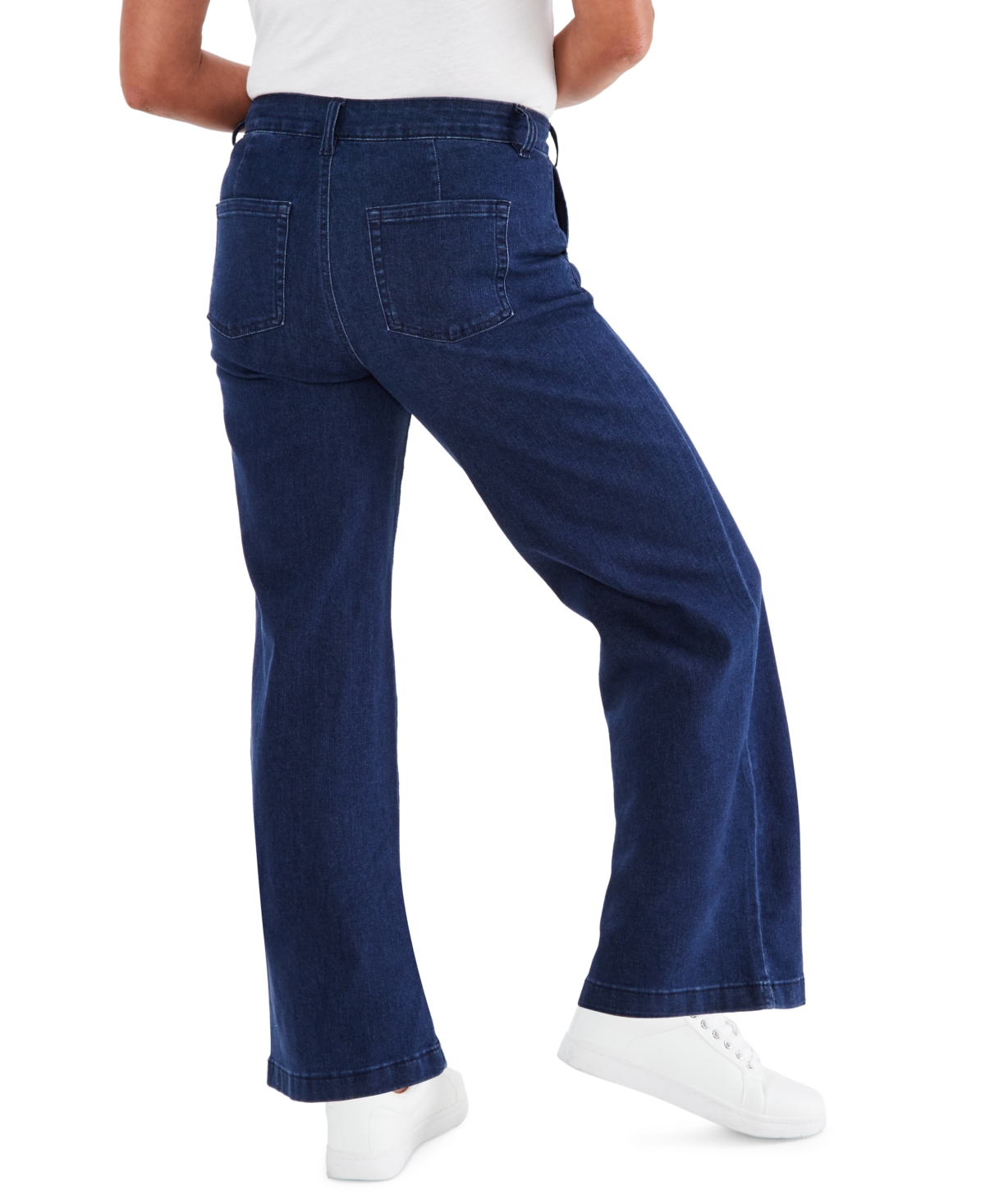 Shop Style & Co Women's High-rise Wide-leg Jeans, Created For Macy's In Bluebell