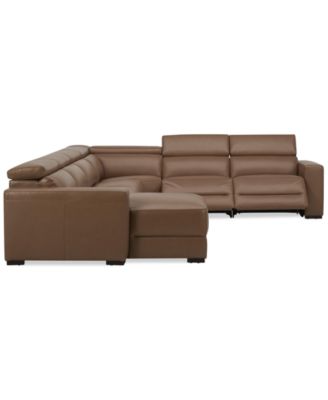 Nevio 157" 6-Pc. Leather Sectional with 2 Power Recliners, Headrests and Chaise, Created For Macy's
