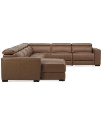Nevio 157" 6-Pc. Leather Sectional with 3 Power Recliners, Headrests and Chaise, Created For Macy's
