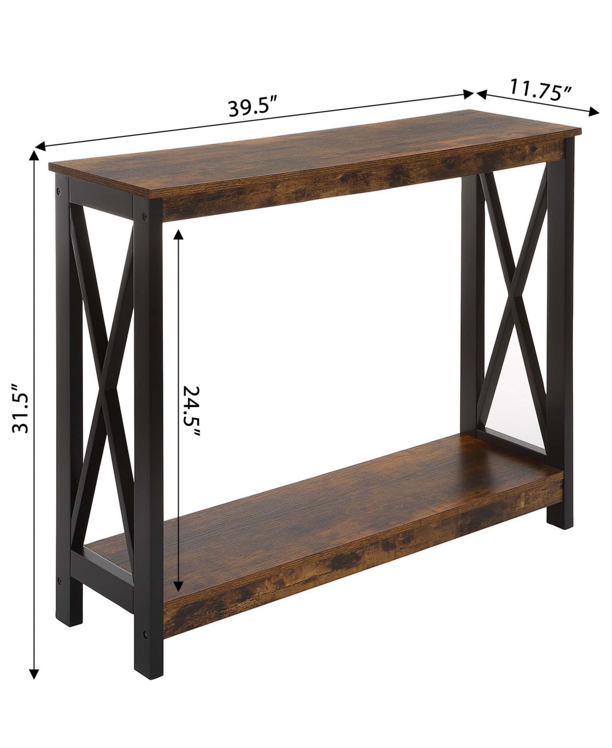Convenience Concepts 39.5" Mdf Oxford Console Table With Shelf In Barnwood,black