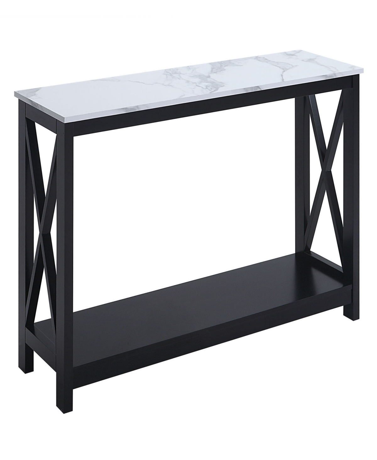 Convenience Concepts 39.5" Mdf Oxford Console Table With Shelf In White Faux Marble,black