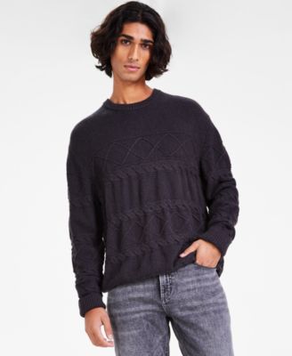 Sun + Stone - Men's Cable-Knit Crewneck Sweater