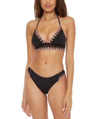 Becca Women's Layla Crochet-Trim Halter Bikini Top & Bottoms