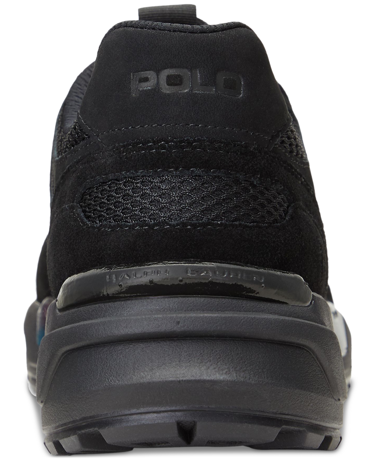 Shop Polo Ralph Lauren Men's Jogger Suede & Mesh Sneaker In Black,black
