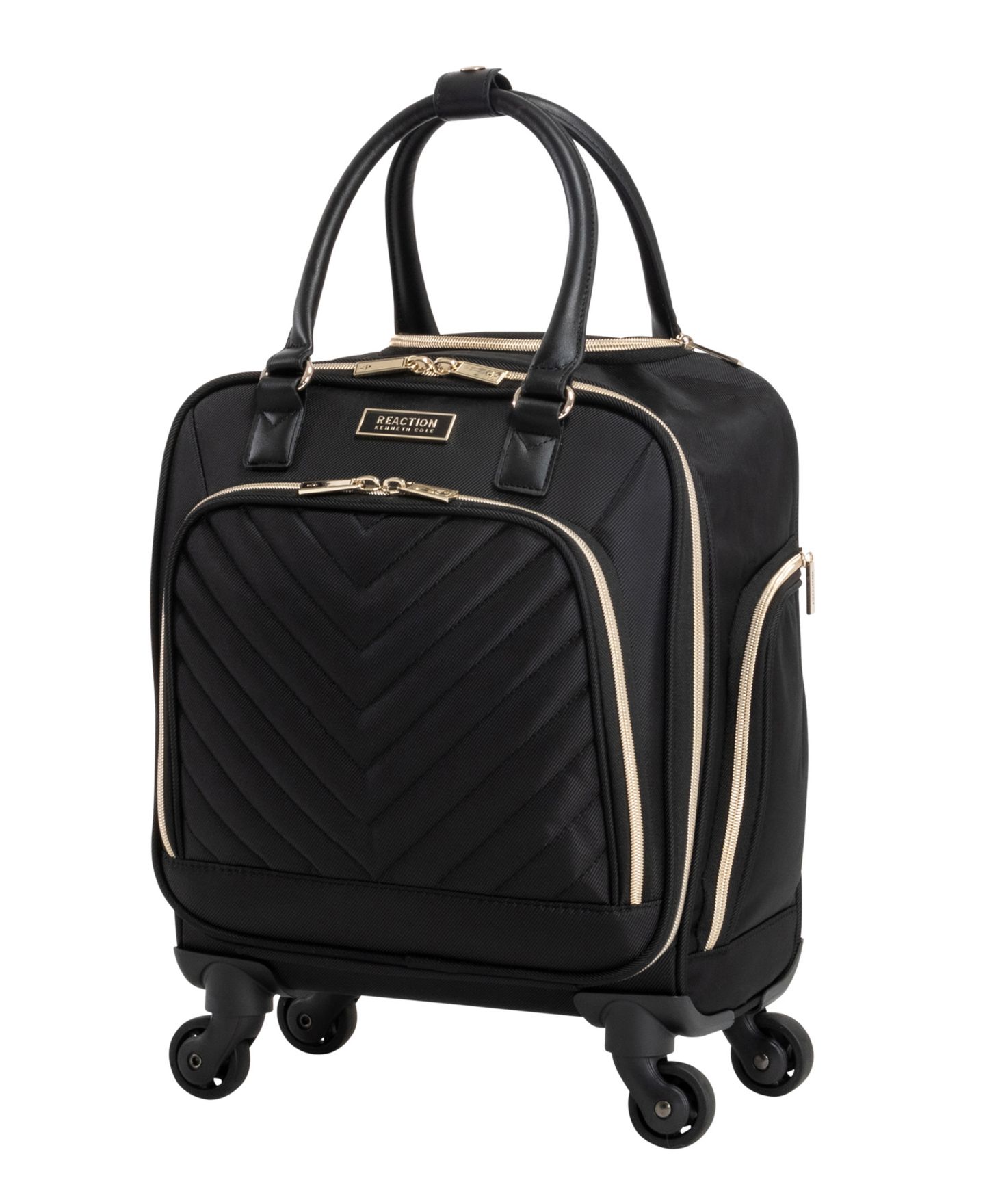 Чемоданы Kenneth Cole Reaction 17" Softside Chevron 4-Wheel Spinner Carry-On Underseater, цвет: Чёрный — фото 2