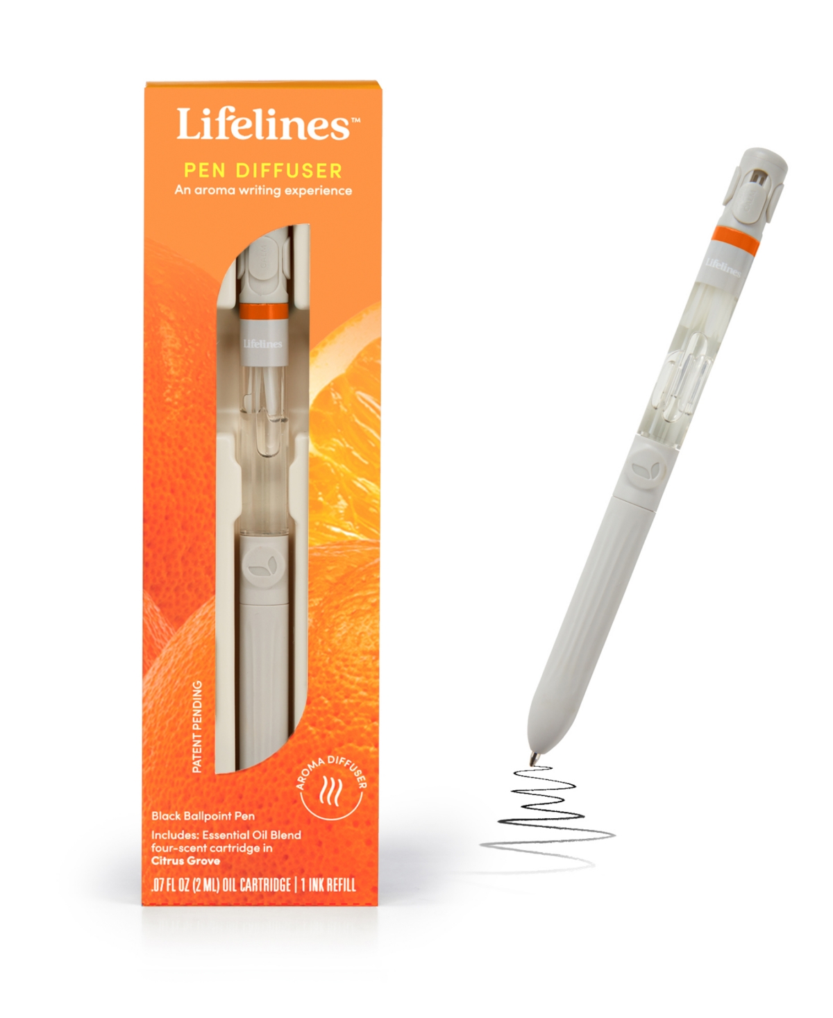 Lifelines Pen Diffuser With 4 Scent Cartridge In Citrus Grove In Orange