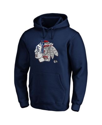 Men's Navy Chicago Blackhawks Banner Wave Logo Pullover Hoodie