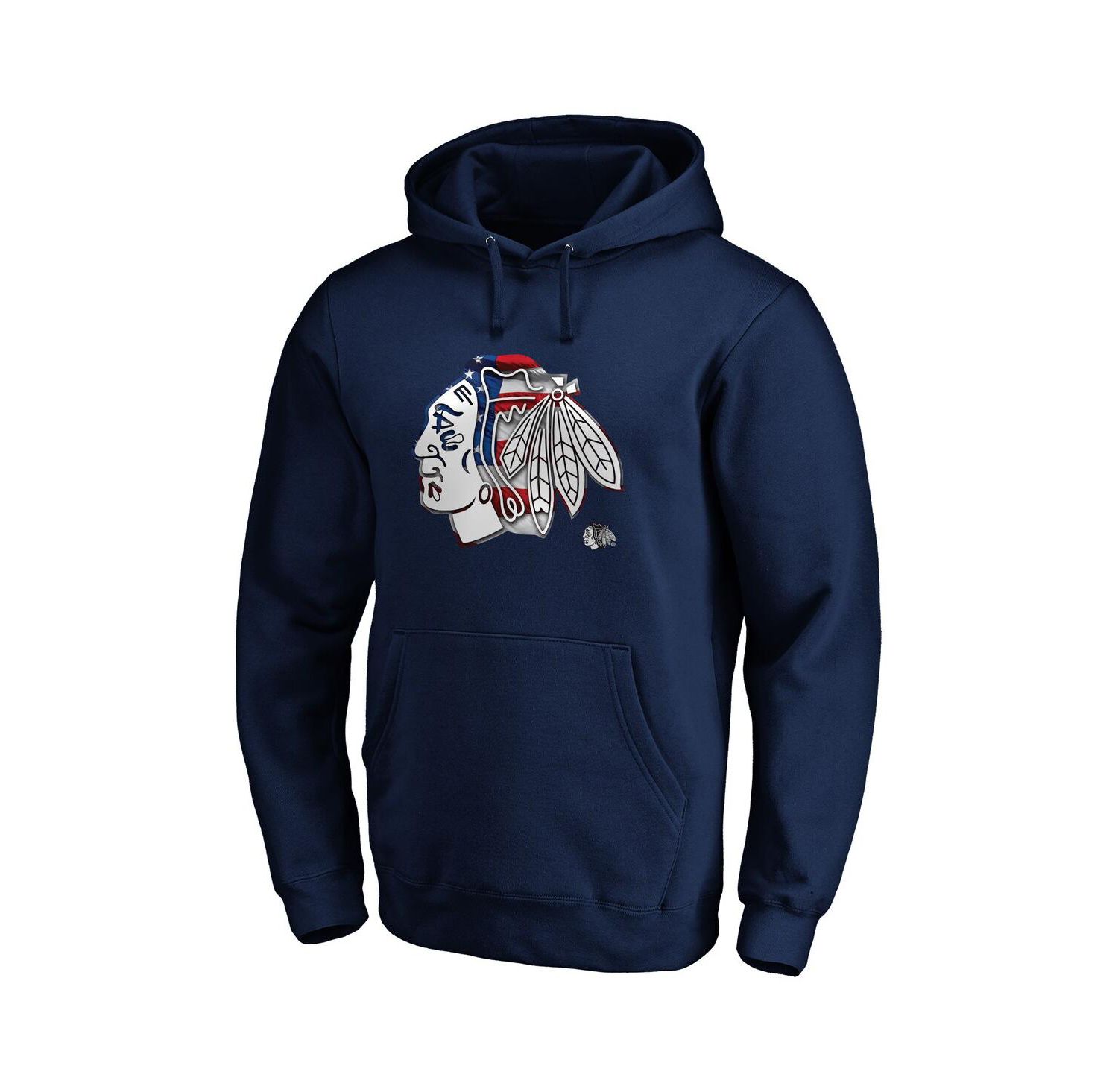 Men's Navy Chicago Blackhawks Banner Wave Logo Pullover Hoodie