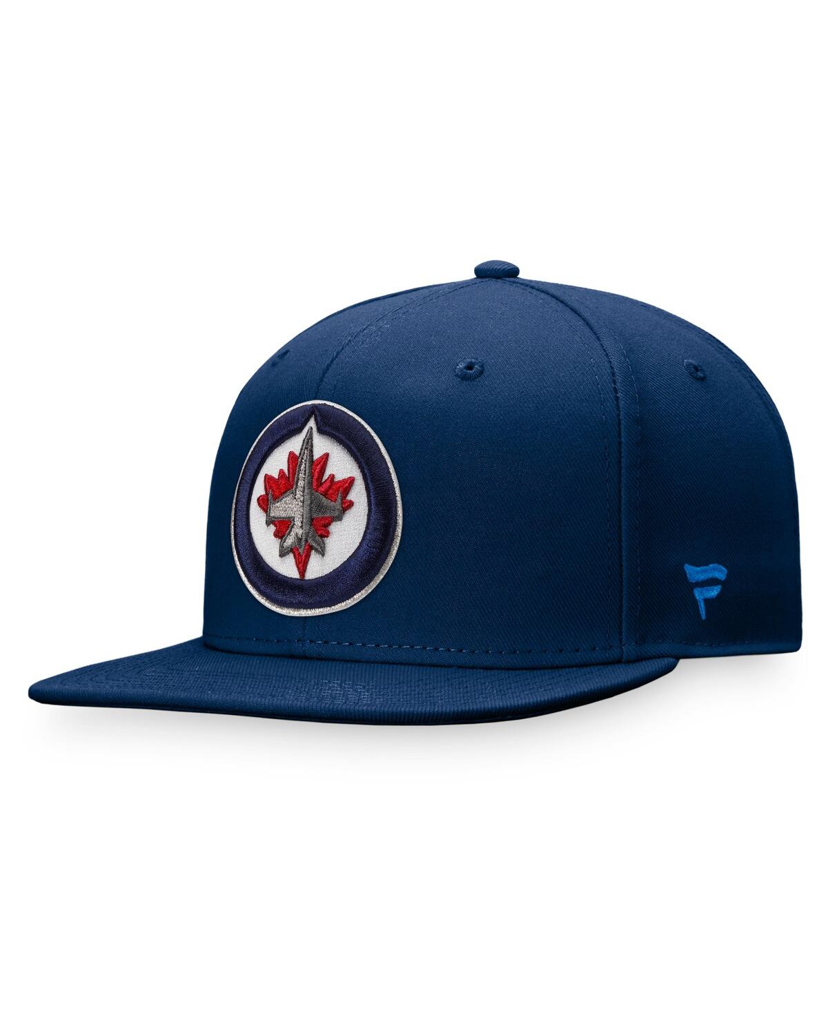 Shop Fanatics Men's  Navy Winnipeg Jets Core Primary Logo Fitted Hat