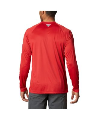 Men's Scarlet Ohio State Buckeyes Terminal Tackle Omni-Shade Raglan Long Sleeve T-shirt