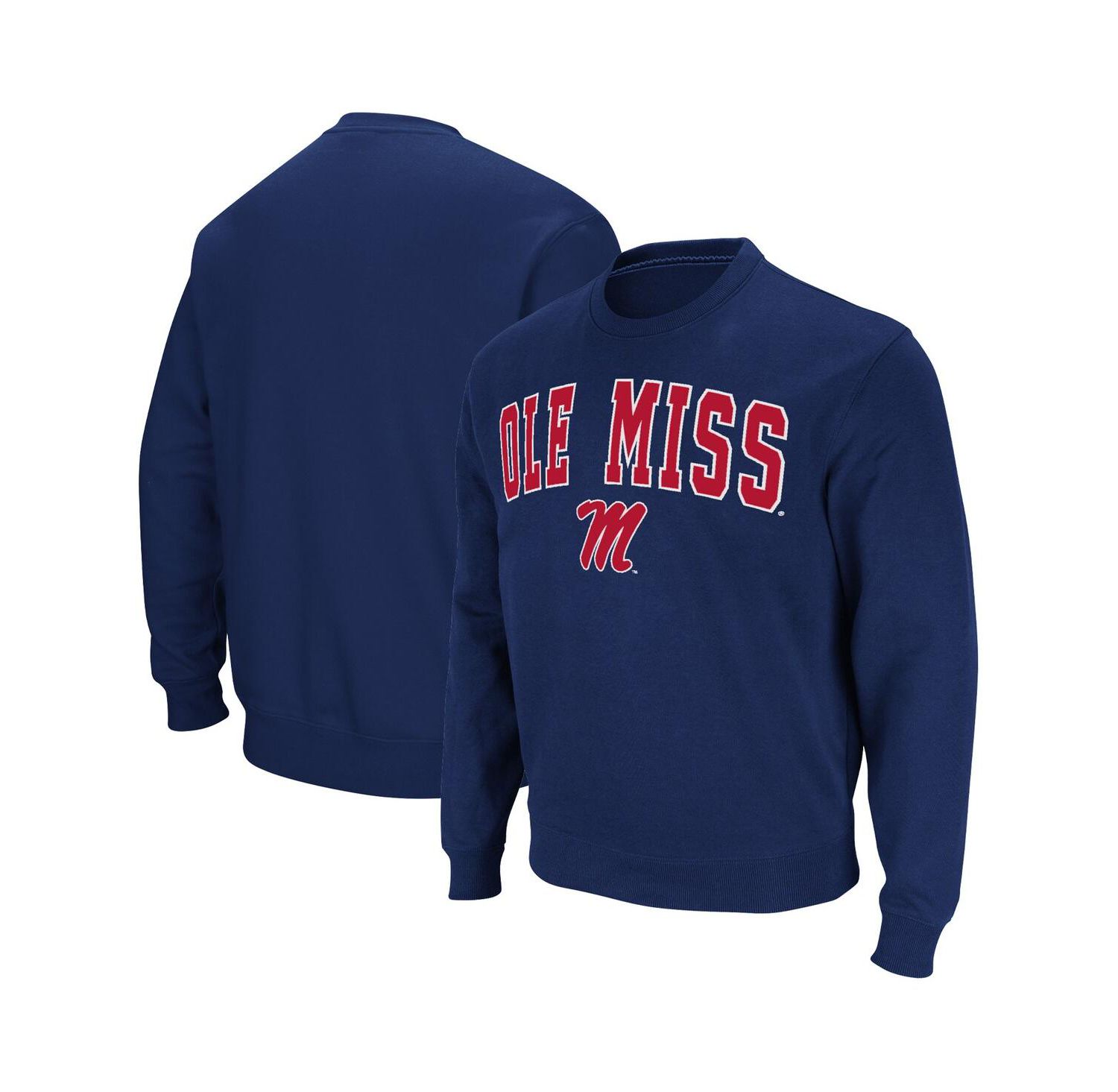 Men's Navy Ole Miss Rebels Arch & Logo Pullover Sweatshirt