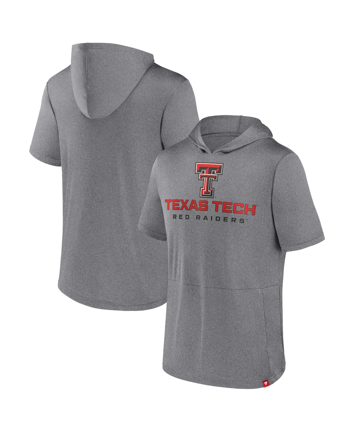 Shop Fanatics Men's  Heather Gray Texas Tech Red Raiders Modern Stack Hoodie T-shirt