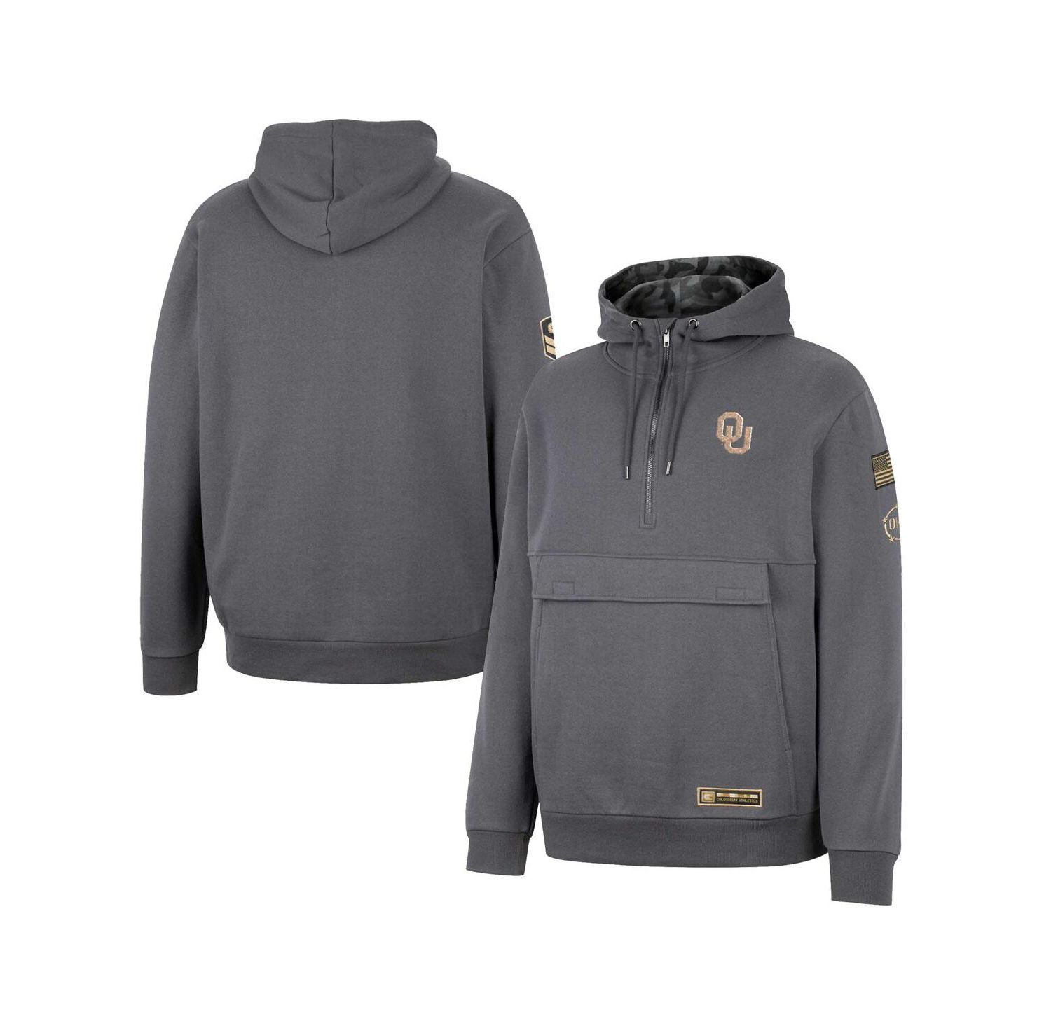 Men's Charcoal Oklahoma Sooners OHT Military-Inspired Appreciation Quarter-Zip Hoodie