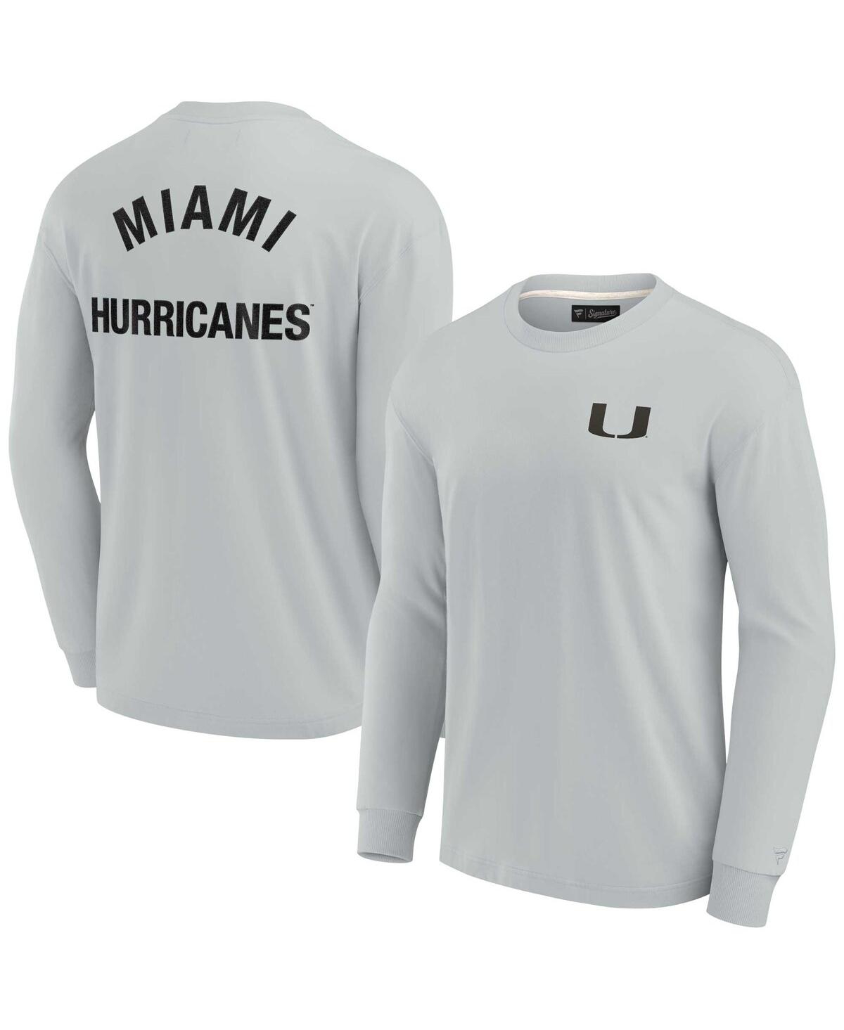 Shop Fanatics Signature Men's And Women's  Gray Miami Hurricanes Super Soft Long Sleeve T-shirt