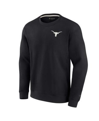 Men's and Women's Black Texas Longhorns Super Soft Pullover Crew Sweatshirt