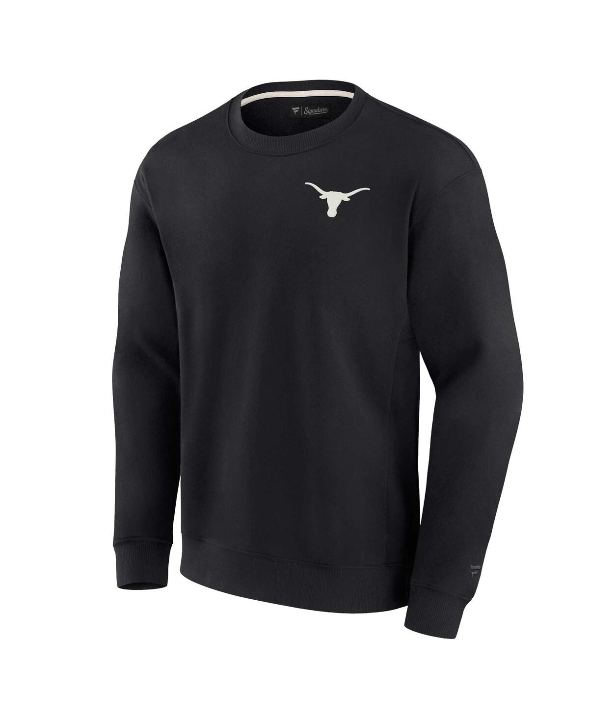 Shop Fanatics Signature Men's And Women's  Black Texas Longhorns Super Soft Pullover Crew Sweatshirt