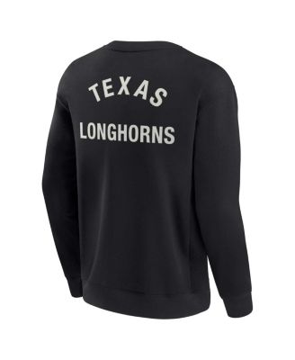 Men's and Women's Black Texas Longhorns Super Soft Pullover Crew Sweatshirt