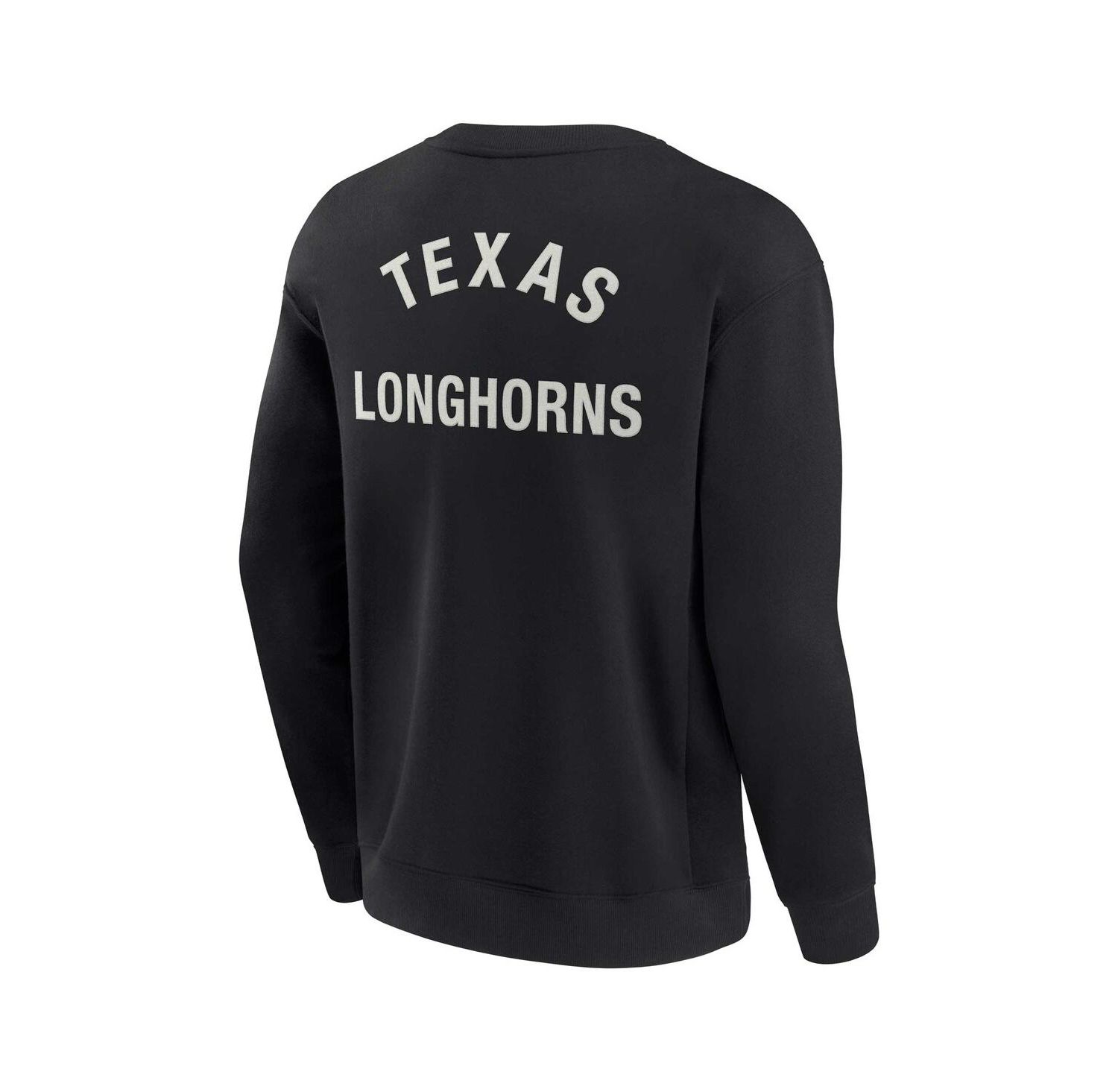 Men's and Women's Black Texas Longhorns Super Soft Pullover Crew Sweatshirt