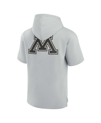 Men's and Women's Gray Minnesota Golden Gophers Super Soft Fleece Short Sleeve Pullover Hoodie