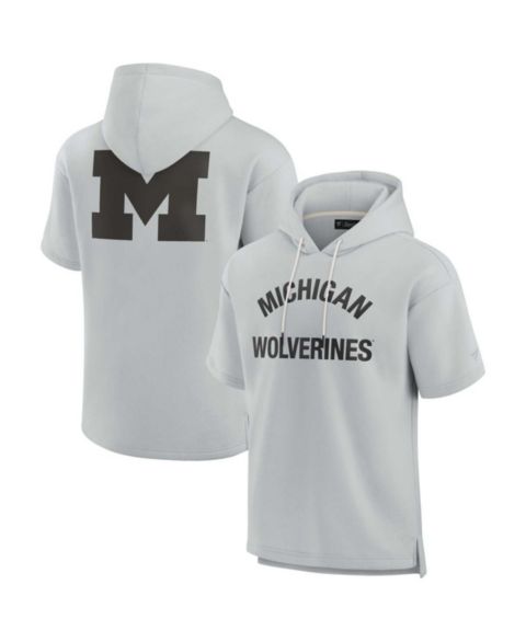 Худи Fanatics Signature Gray Michigan Wolverines Super Soft Fleece Short Sleeve Pullover