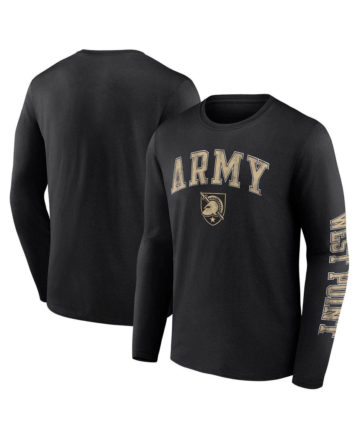 Fanatics Men's  Black Army Black Knights Distressed Arch Over Logo Long Sleeve T-shirt