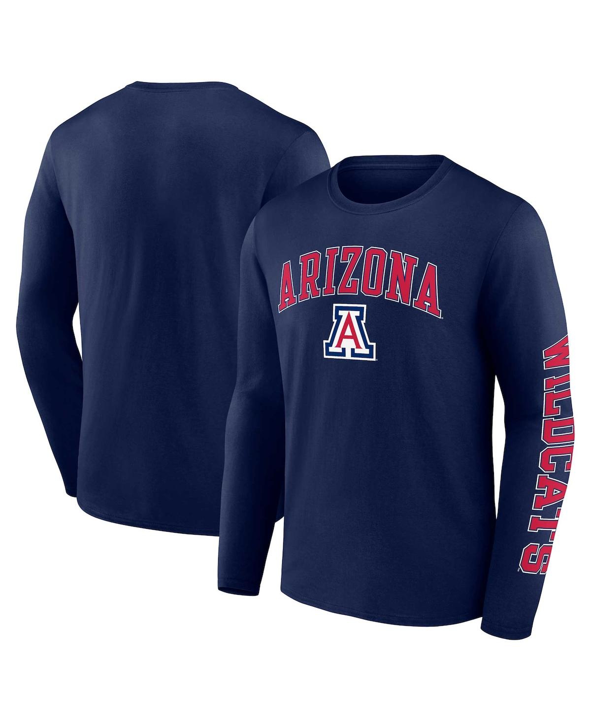 Fanatics Men's  Navy Arizona Wildcats Distressed Arch Over Logo Long Sleeve T-shirt