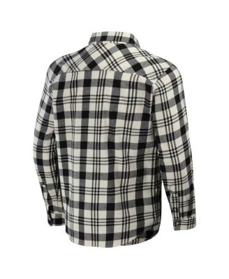 Men's Darius Rucker Collection by Black, Natural Oregon Ducks Plaid Flannel Long Sleeve Button-Up Shirt