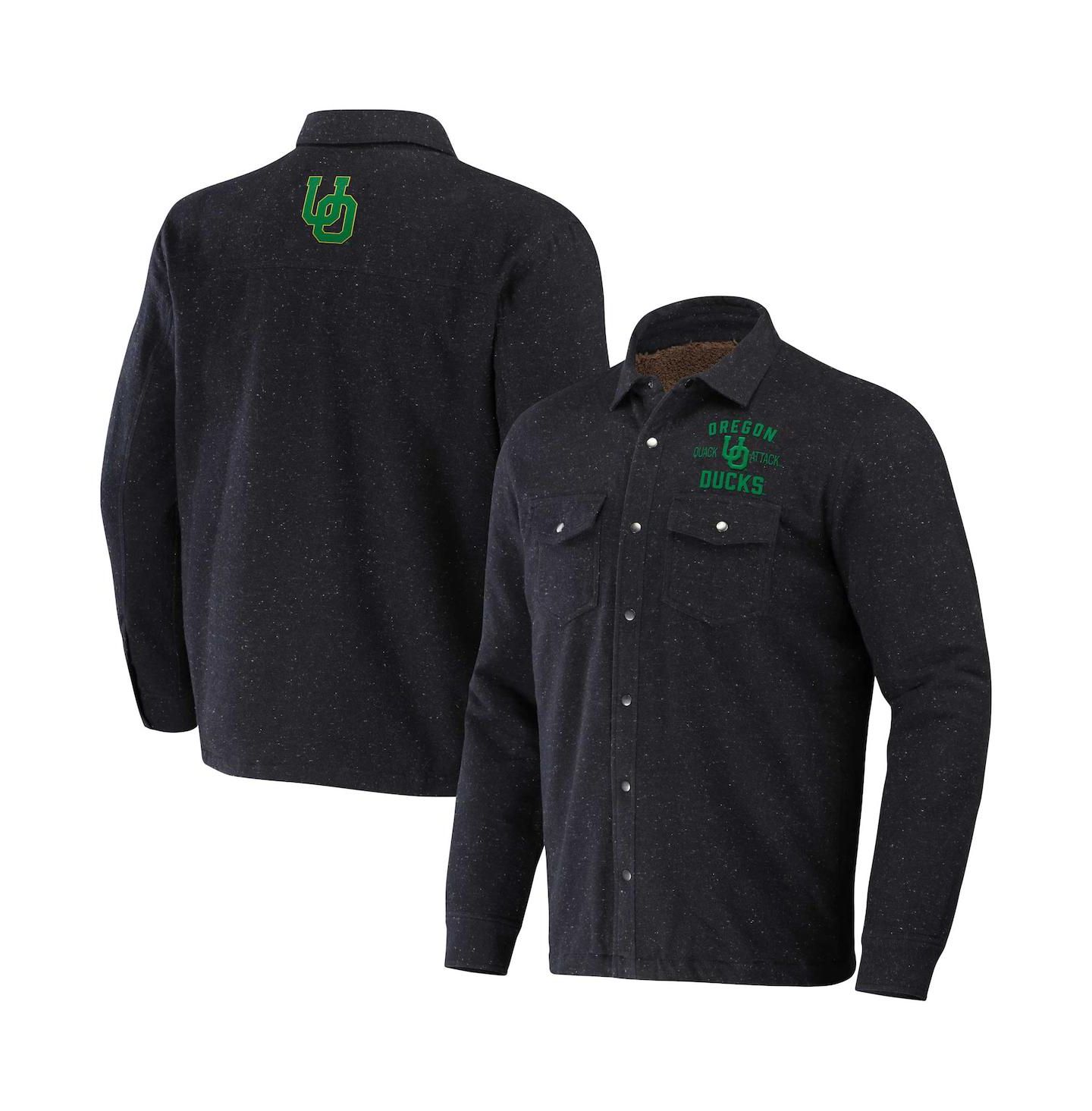 Мужские куртки Fanatics Darius Rucker Collection by Heather Charcoal Oregon Ducks Sherpa-Lined Full-Snap Shacket — фото 1