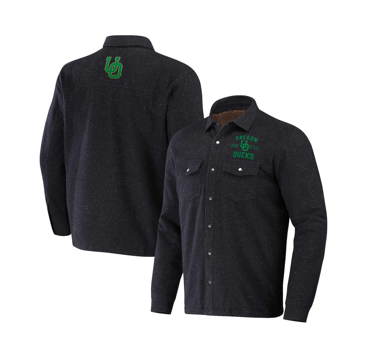 Men's Darius Rucker Collection by Heather Charcoal Oregon Ducks Sherpa-Lined Full-Snap Shacket