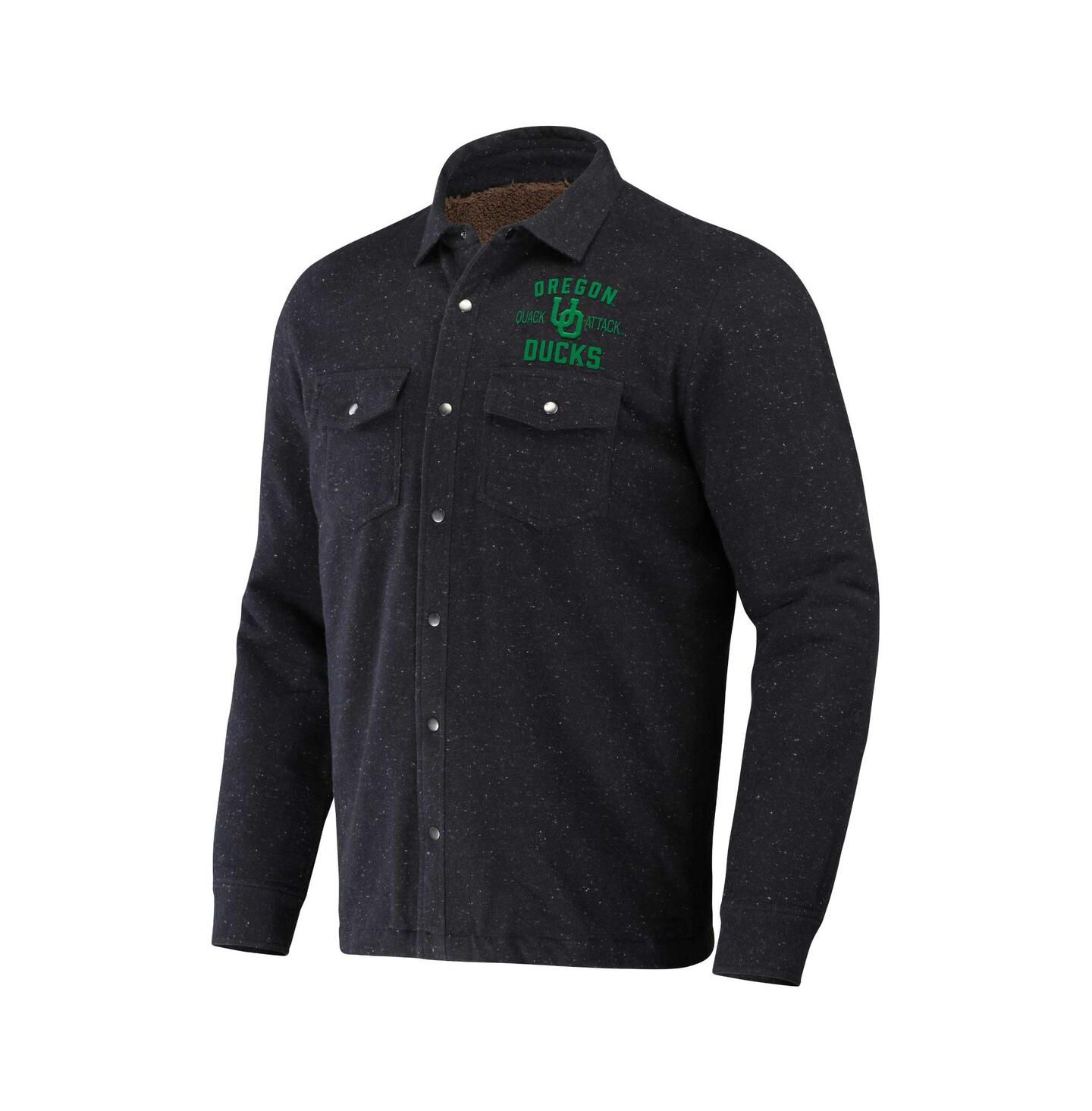 Мужские куртки Fanatics Darius Rucker Collection by Heather Charcoal Oregon Ducks Sherpa-Lined Full-Snap Shacket — фото 3
