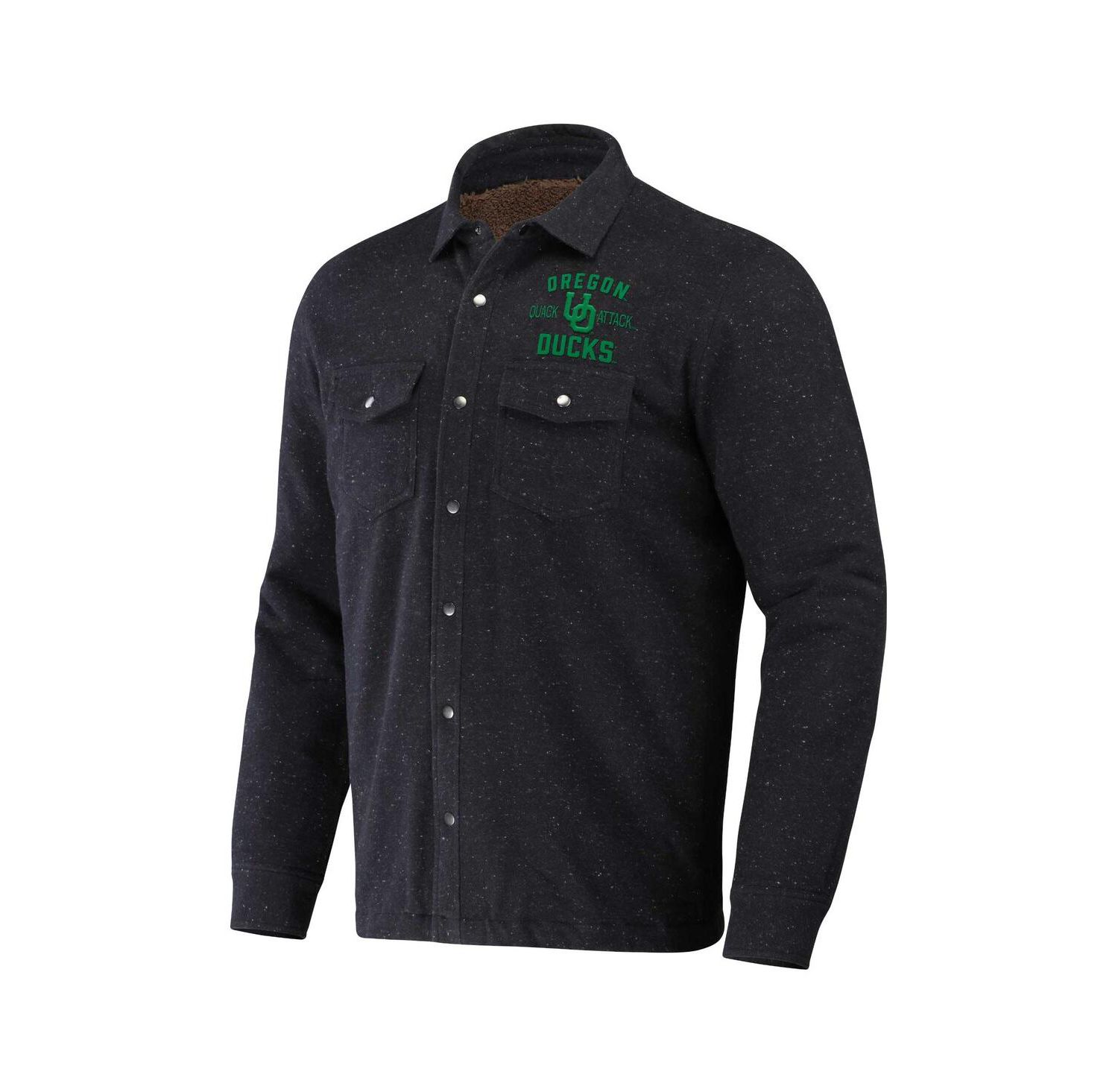 Men's Darius Rucker Collection by Heather Charcoal Oregon Ducks Sherpa-Lined Full-Snap Shacket