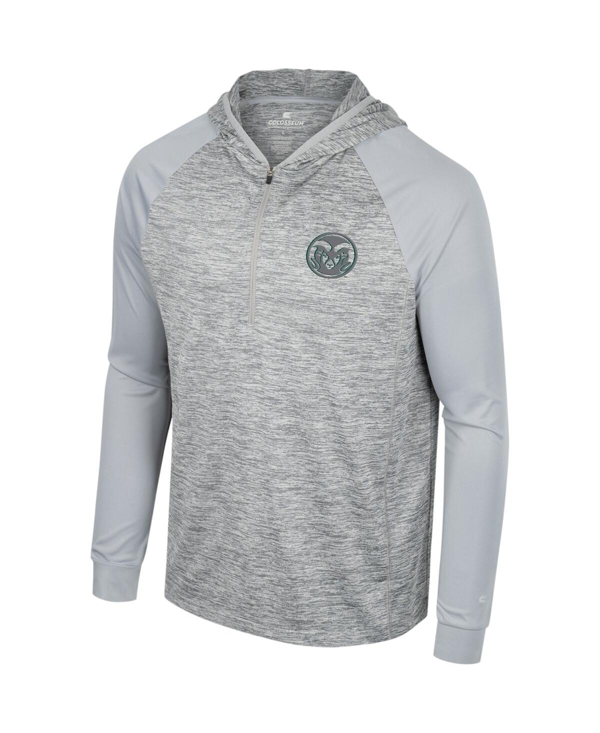 Colosseum Gray Colorado State Rams Cybernetic Raglan Quarter-zip Hooded Top In Gray