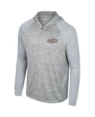 Men's Gray Oklahoma State Cowboys Cybernetic Raglan Quarter-Zip Hooded Top