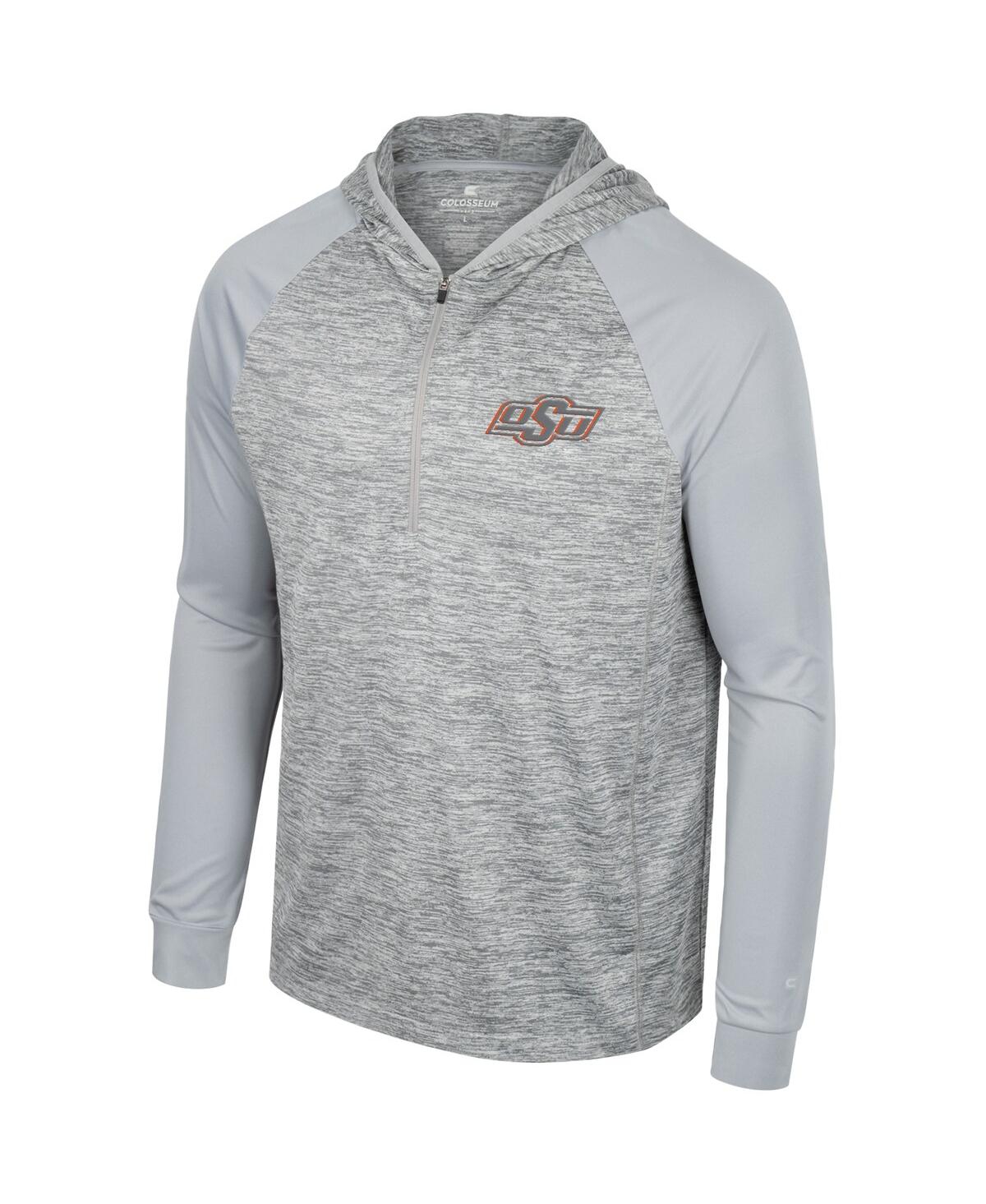 Colosseum Men's  Gray Oklahoma State Cowboys Cybernetic Raglan Quarter-zip Hooded Top In Gray