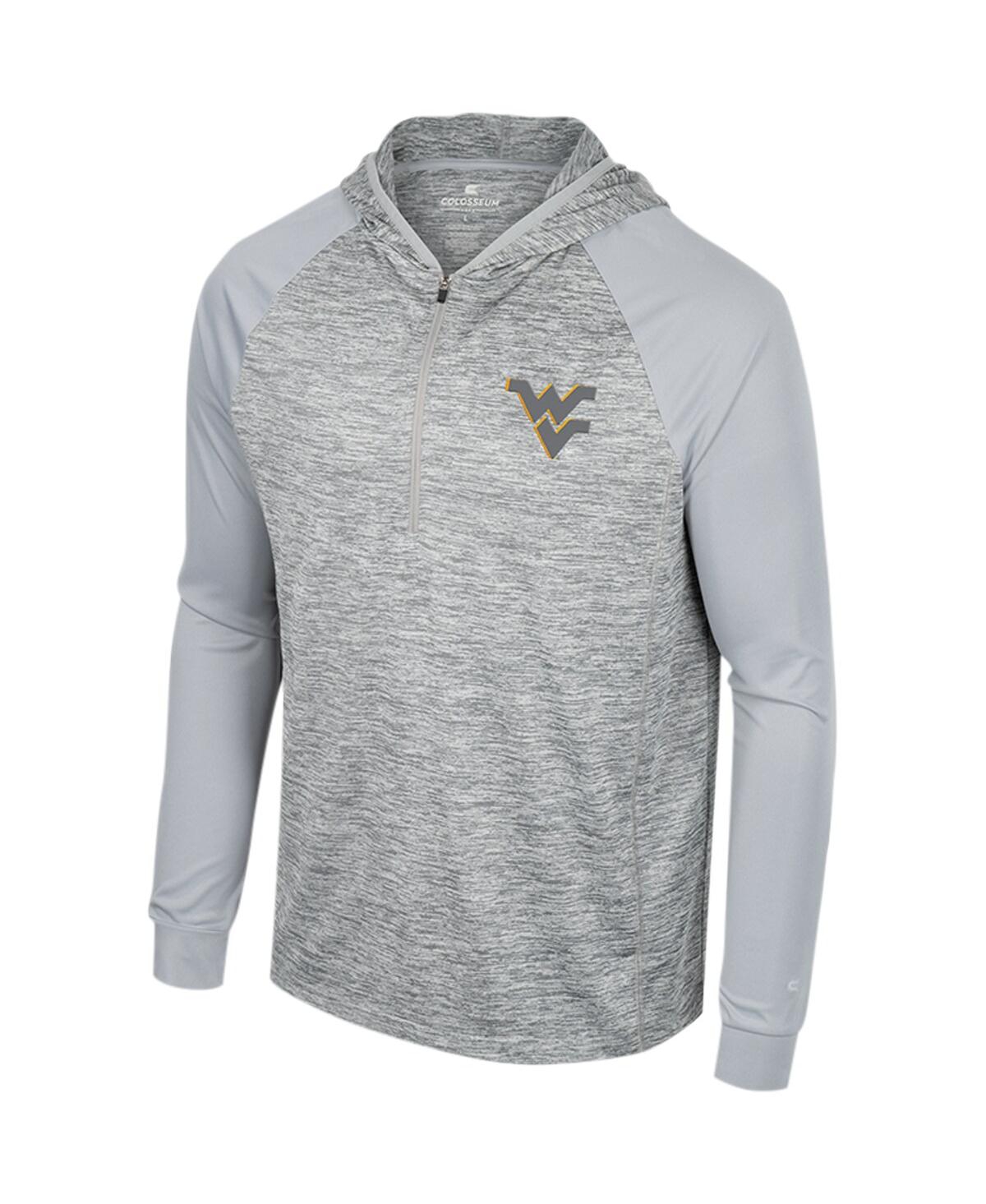 Colosseum Men's  Gray West Virginia Mountaineers Cybernetic Raglan Quarter-zip Hooded Top In Gray
