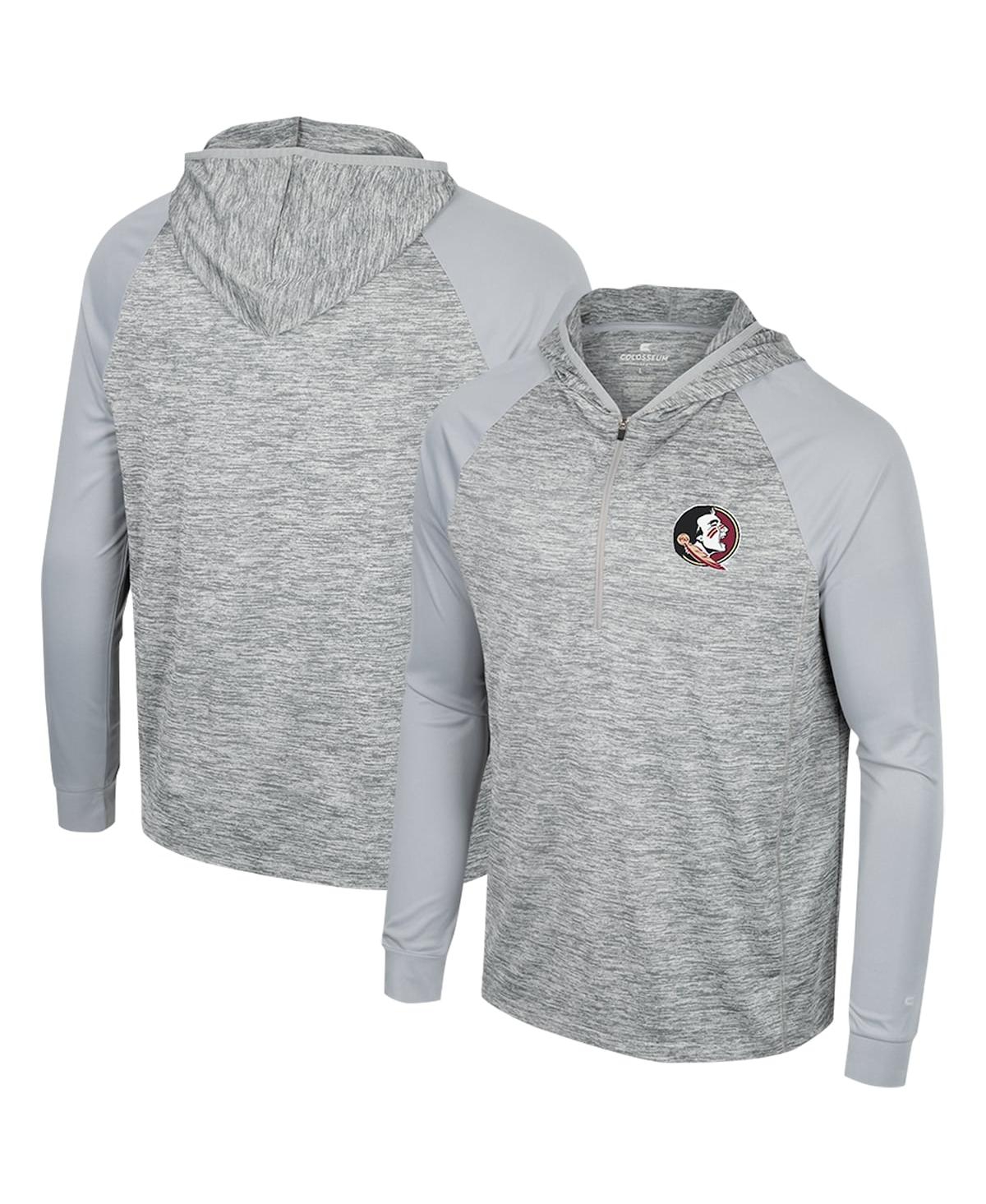 Colosseum Men's  Gray Florida State Seminoles Cybernetic Raglan Quarter-zip Hooded Top In Gray
