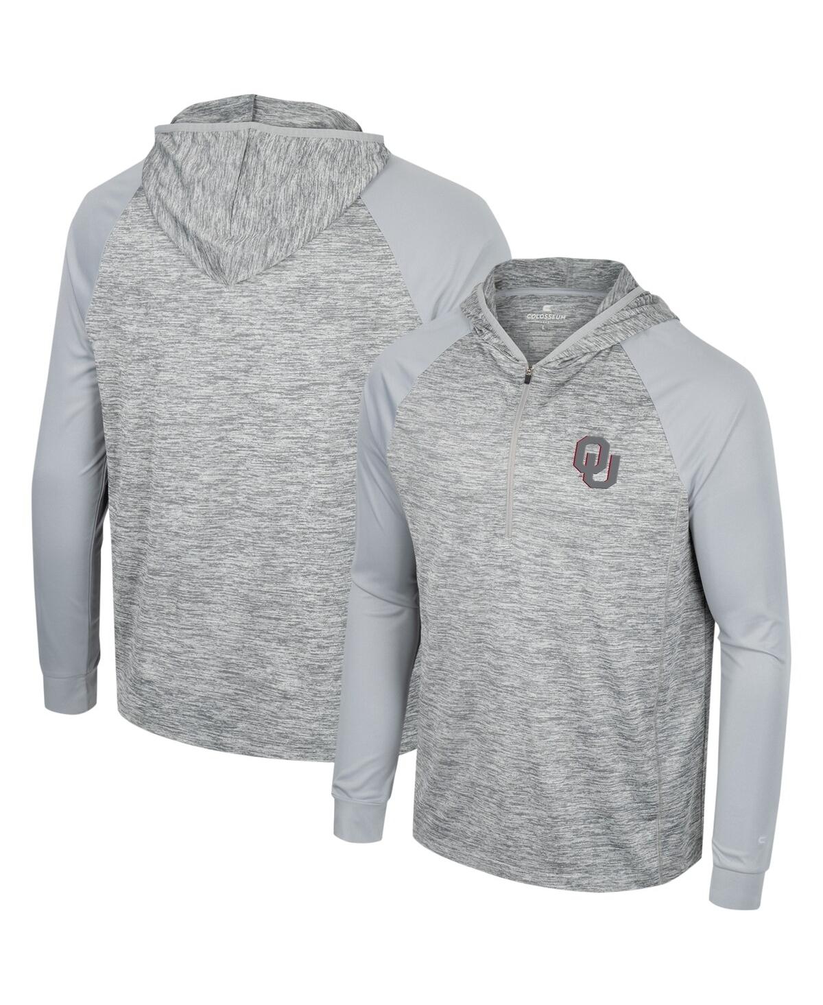 Colosseum Men's  Gray Oklahoma Sooners Cybernetic Raglan Quarter-zip Hooded Top In Gray