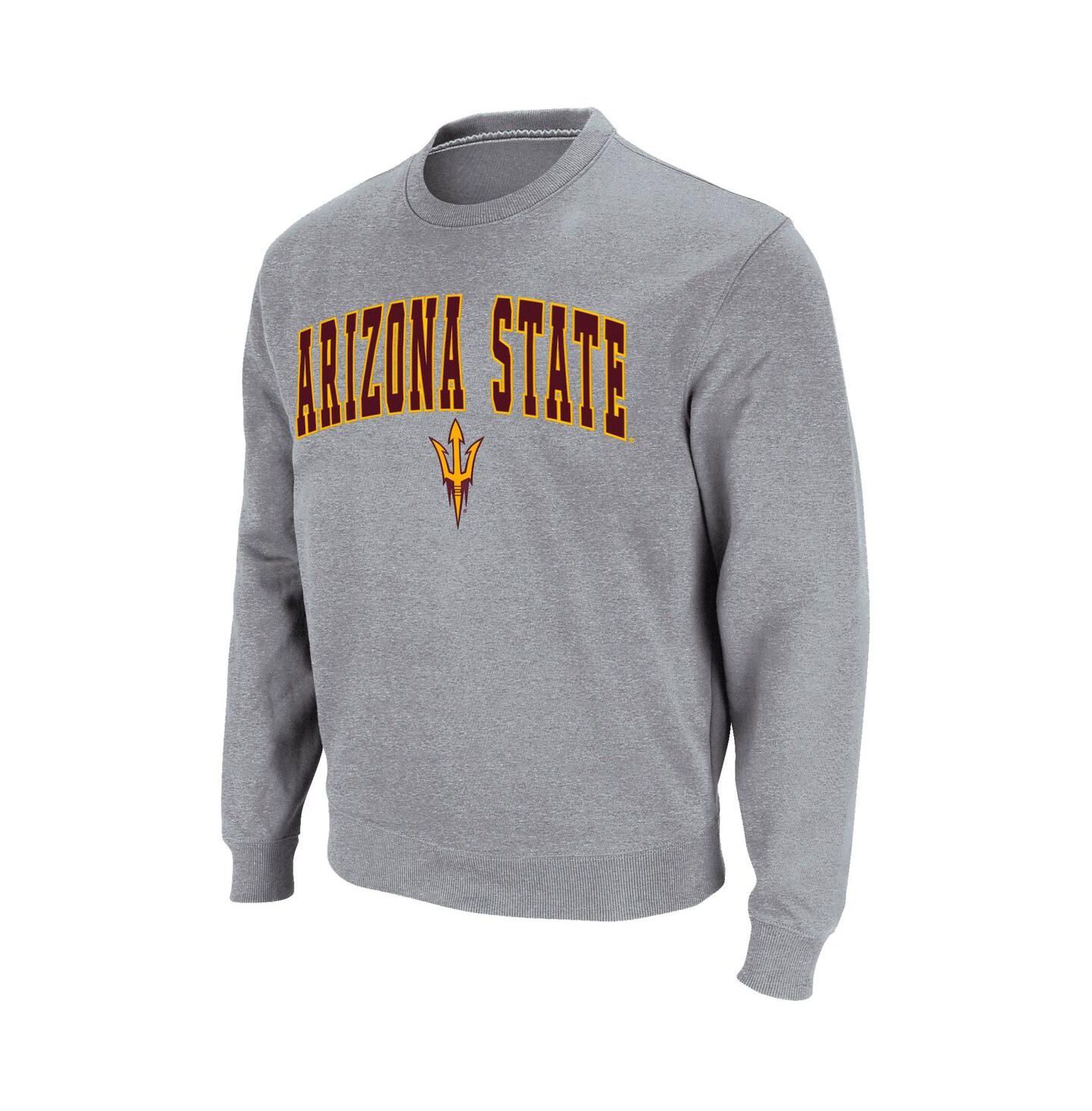 Мужская толстовка Colosseum Arizona State Sun Devils Arch & Logo Pullover, цвет: Меланжевый серый — фото 3