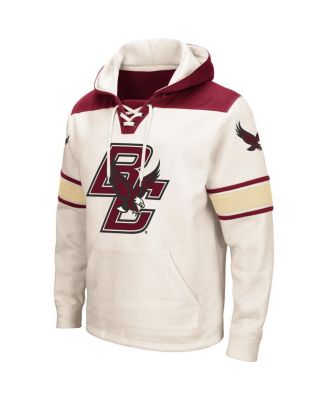 Men's Cream Boston College Eagles 2.0 Lace-Up Pullover Hoodie