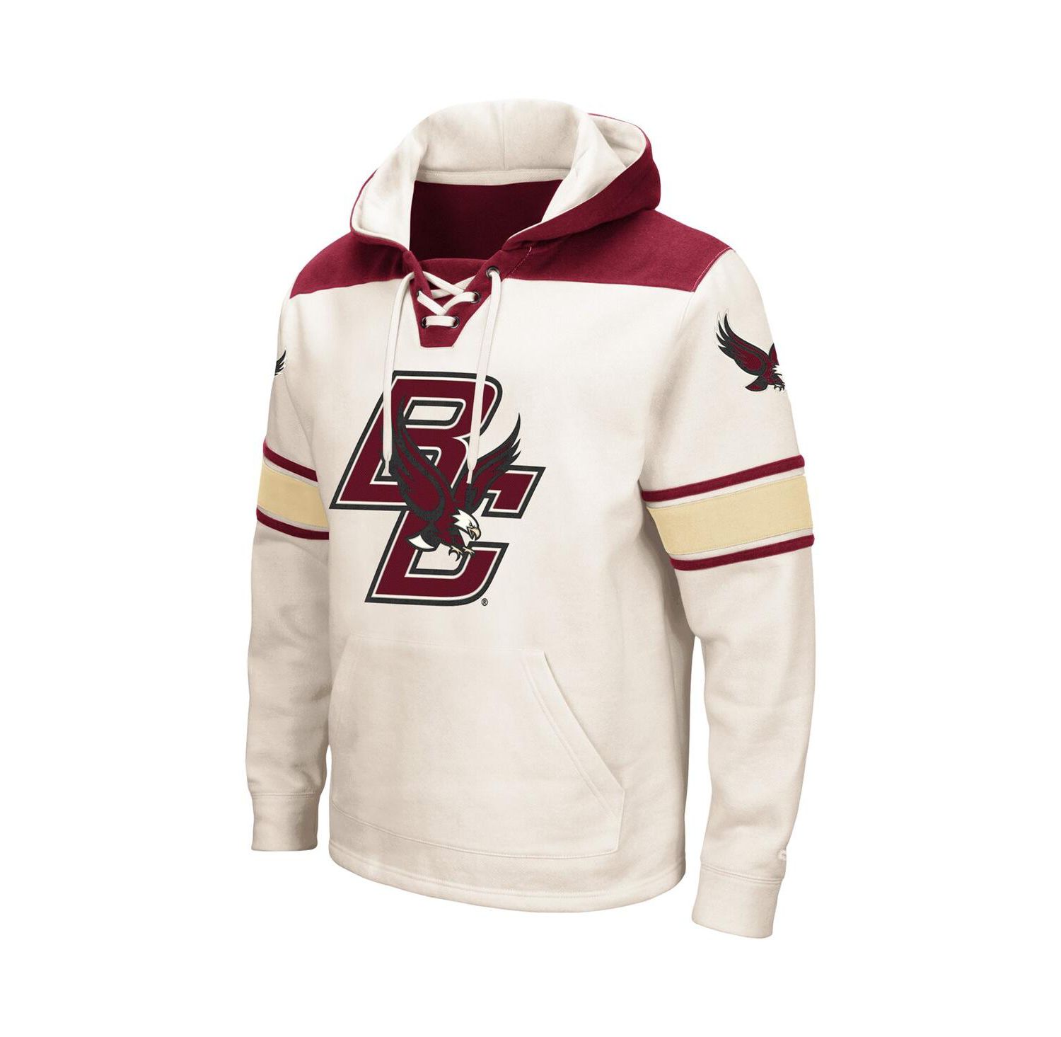Men's Cream Boston College Eagles 2.0 Lace-Up Pullover Hoodie