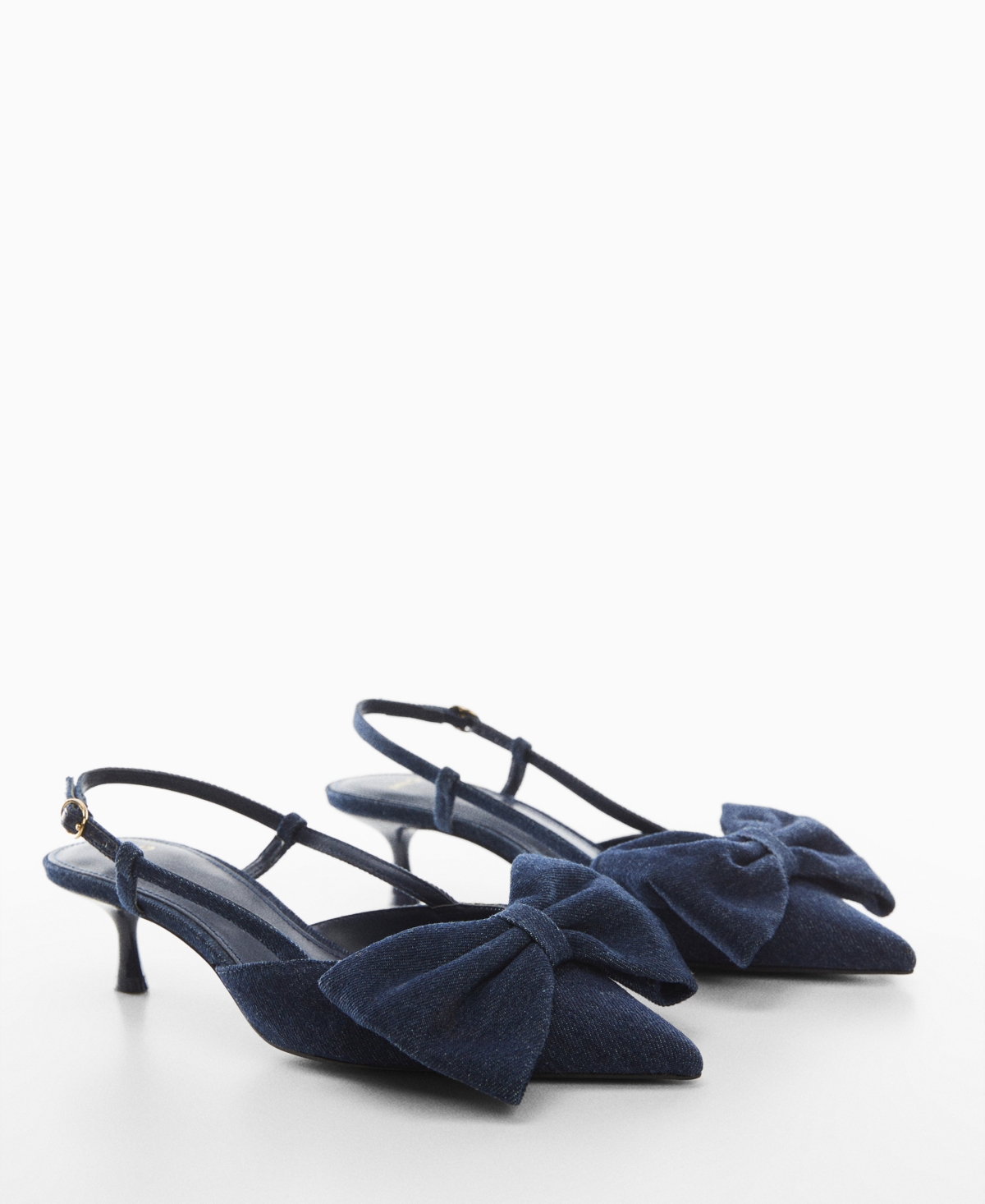 Mango Women's Bow Heeled Denim Shoes In Dark Blue