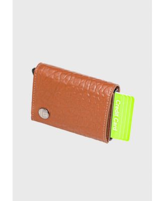 Men's Genuine Leather Elephant Pattern Trifold Card Holder