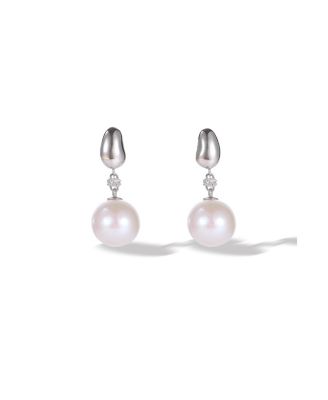Doris Freshwater Pearl Drop Earrings - Silver 104$