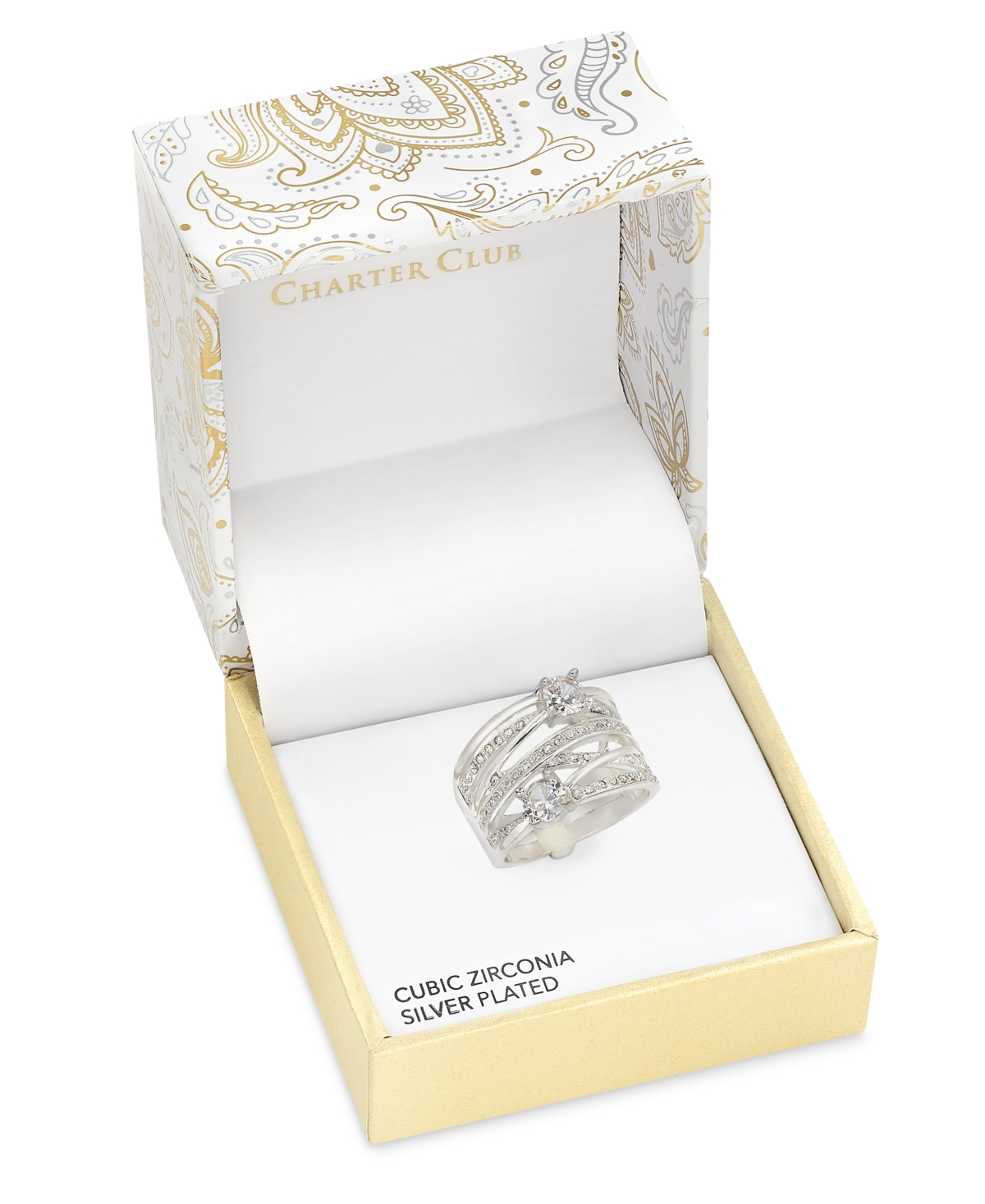 Shop Charter Club Silver-tone Pave & Cubic Zirconia Multi-row Ring, Created For Macy's
