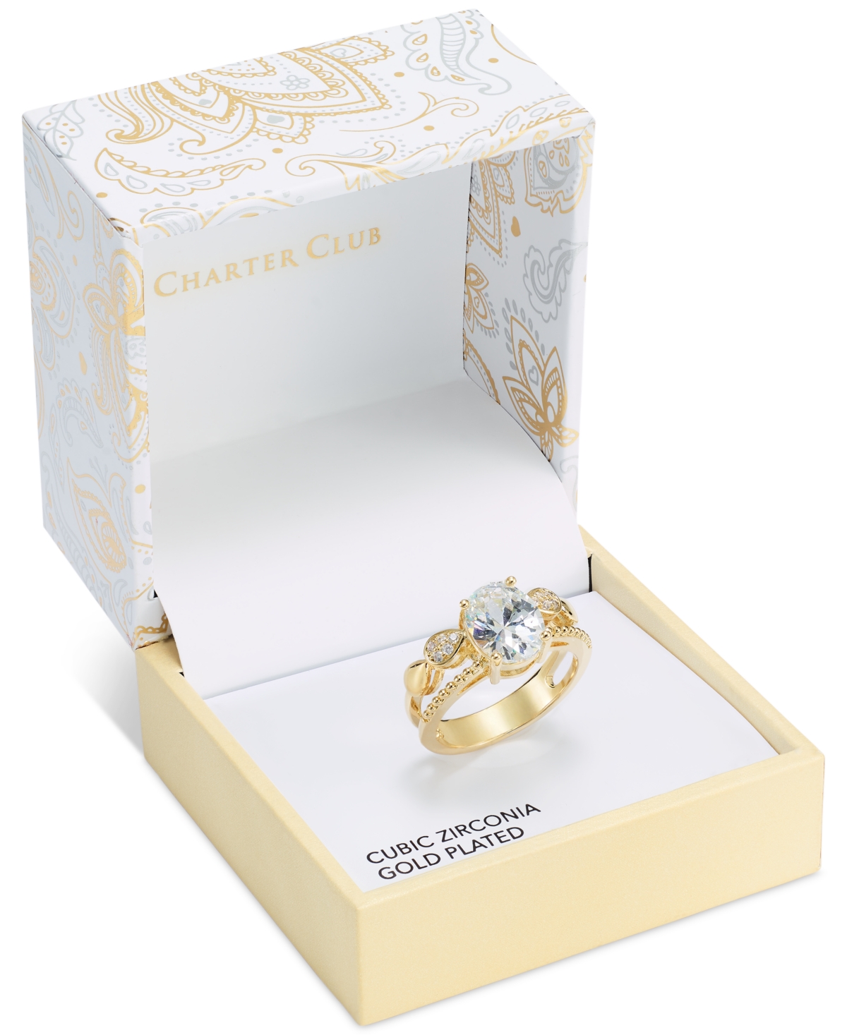 Shop Charter Club Gold-tone Cubic Zirconia Double Band Ring, Created For Macy's
