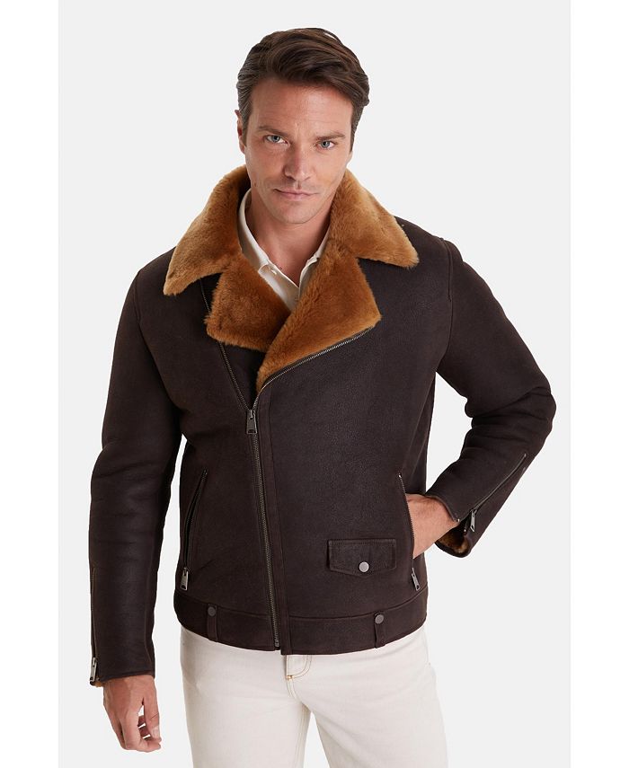 Furniq UK Men's Fashion Jacket, Washed Brown With Ginger Wool - Macy's
